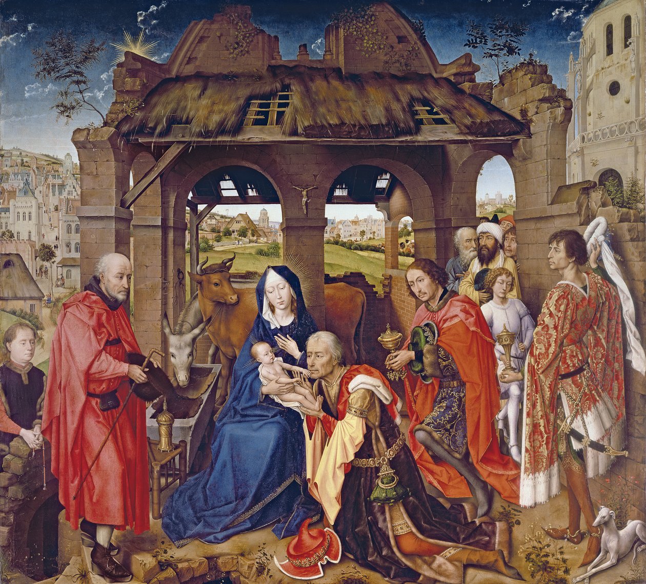 Klanění tří králů, cca 1455 (dubový panel) od Rogier van der Weyden