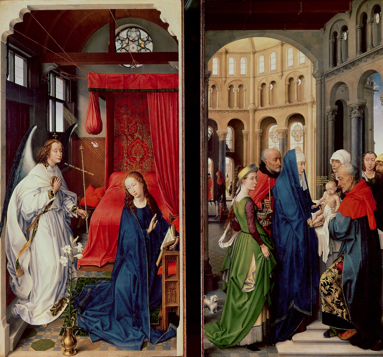 Zvěstování a představení v chrámu od Rogier van der Weyden
