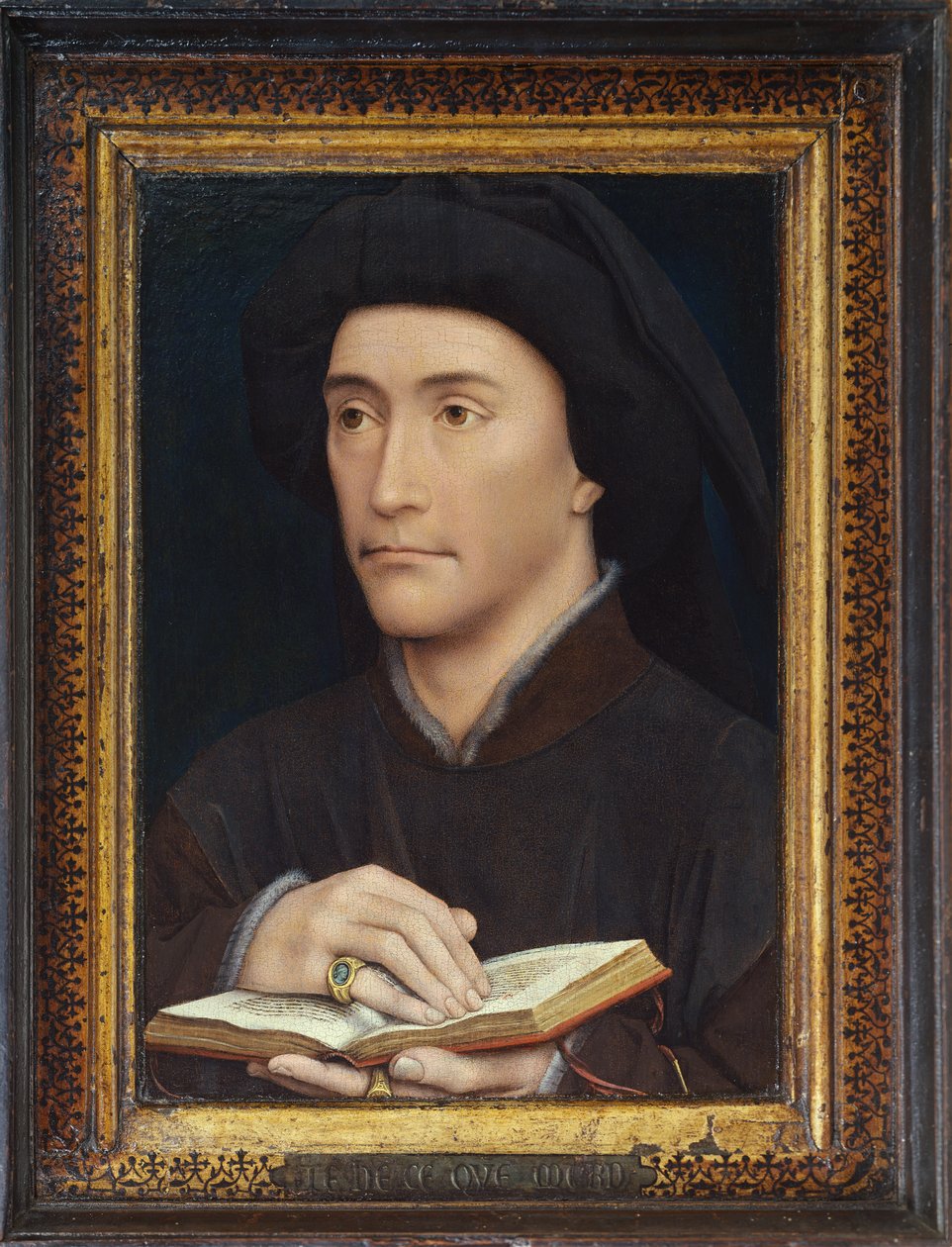 Portrét muže držícího otevřenou knihu (možná biskup Guillaume Fillastre) před rokem 1437 (viz obr. 65800) od Rogier van der Weyden