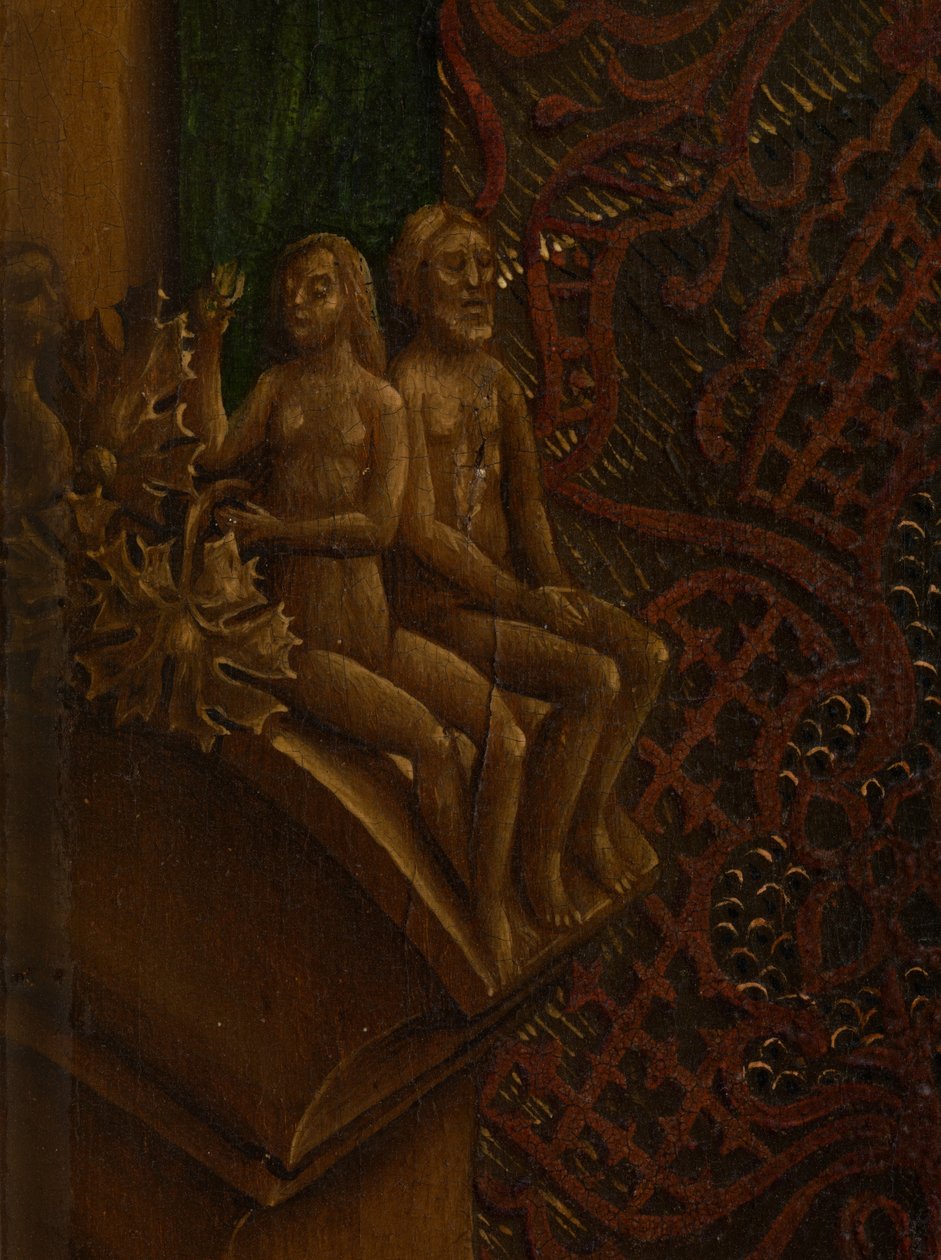 Detail svatého Lukáše kreslícího portrét Panny Marie (olej na desce) od Rogier van der (after) Weyden