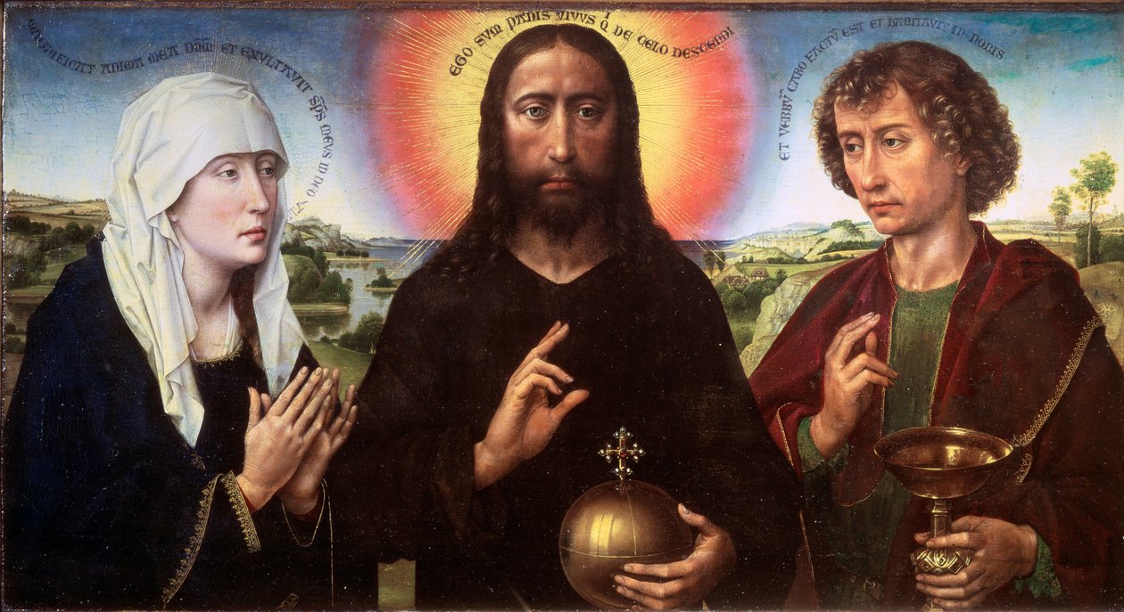 Vykupitel Krista mezi Pannou Marií a svatým Janem Evangelistou (Triptych Braque), kolem roku 1450 (Olej na dřevě) od Rogier van der Weyden