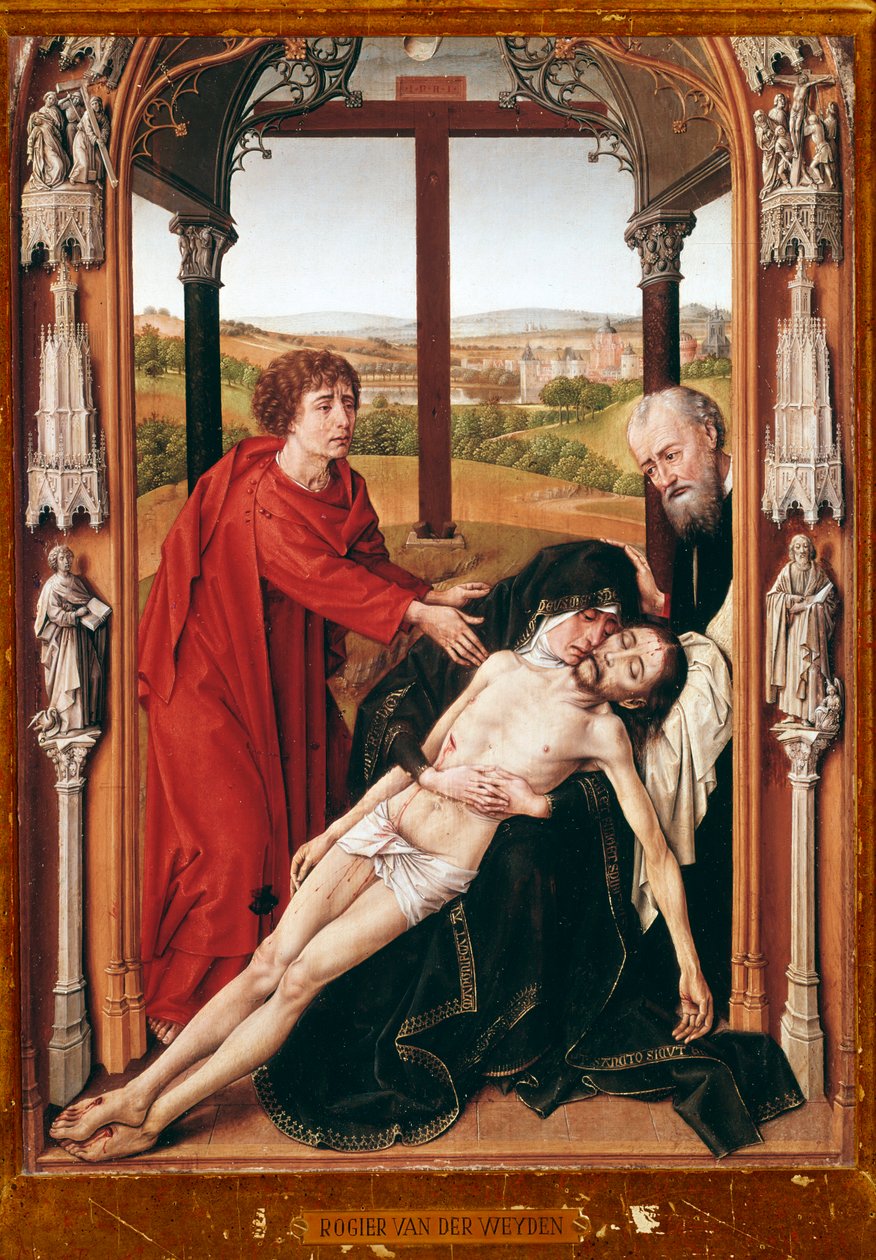 Obraz Pieta od Rogiera van der Weydena (asi 1400-1464) 1435-1438 Granada, královská kaple Španělsko od Rogier van der Weyden