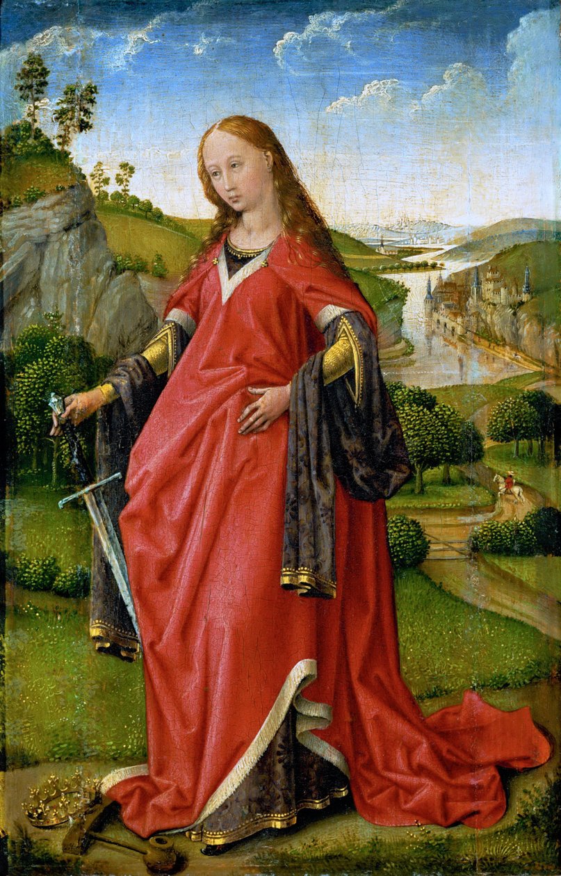 Svatá Kateřina - Rogier van der Weyden (asi 1399-1464). Olej na dřevě, c. 1430 nebo c. 1451. Rozměr : 18,5x11,8 cm. Uměleckohistorické muzeum, Vienne od Rogier van der Weyden