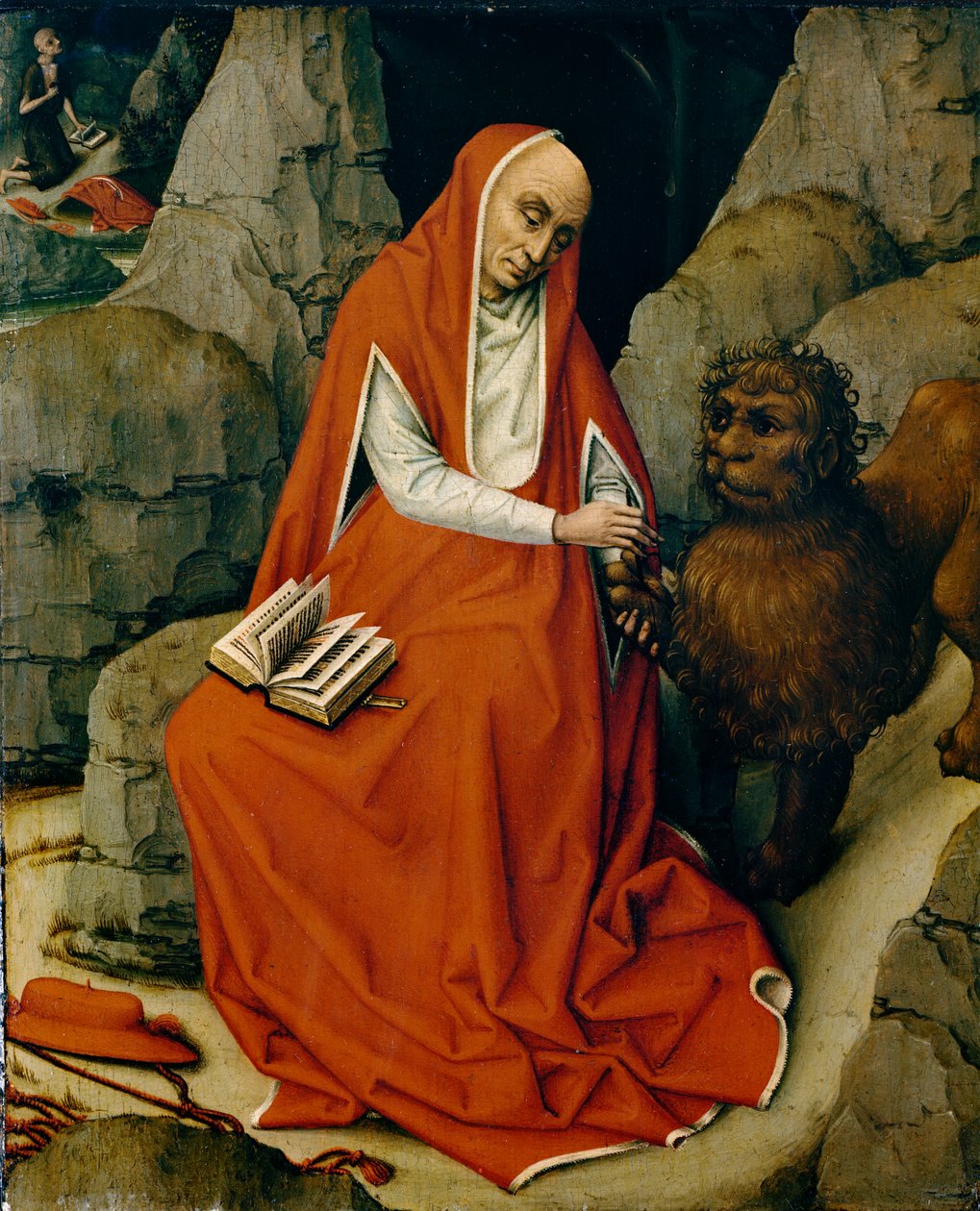 Svatý Jeroným v poušti, cca 1450-65 (olej na dubovém panelu) od Rogier van der Weyden