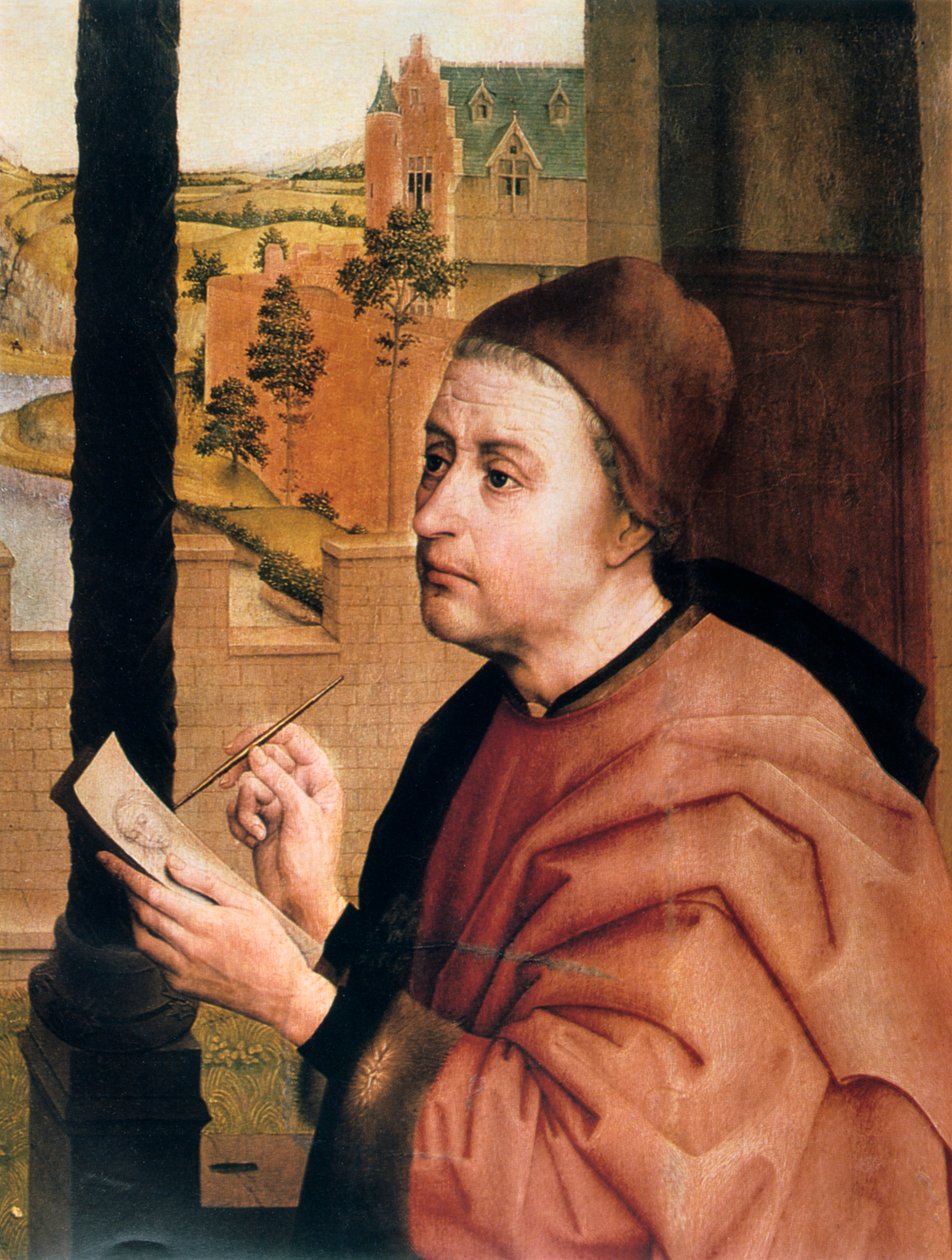 Sv. Lukáš Kresba Panny Marie, detail, 15. století. od Rogier van der Weyden