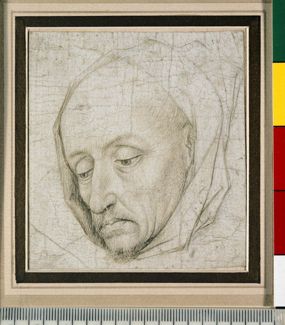 Studie hlavy starého muže, 15. století (stříbrná jehla na papíře) od Rogier van der Weyden