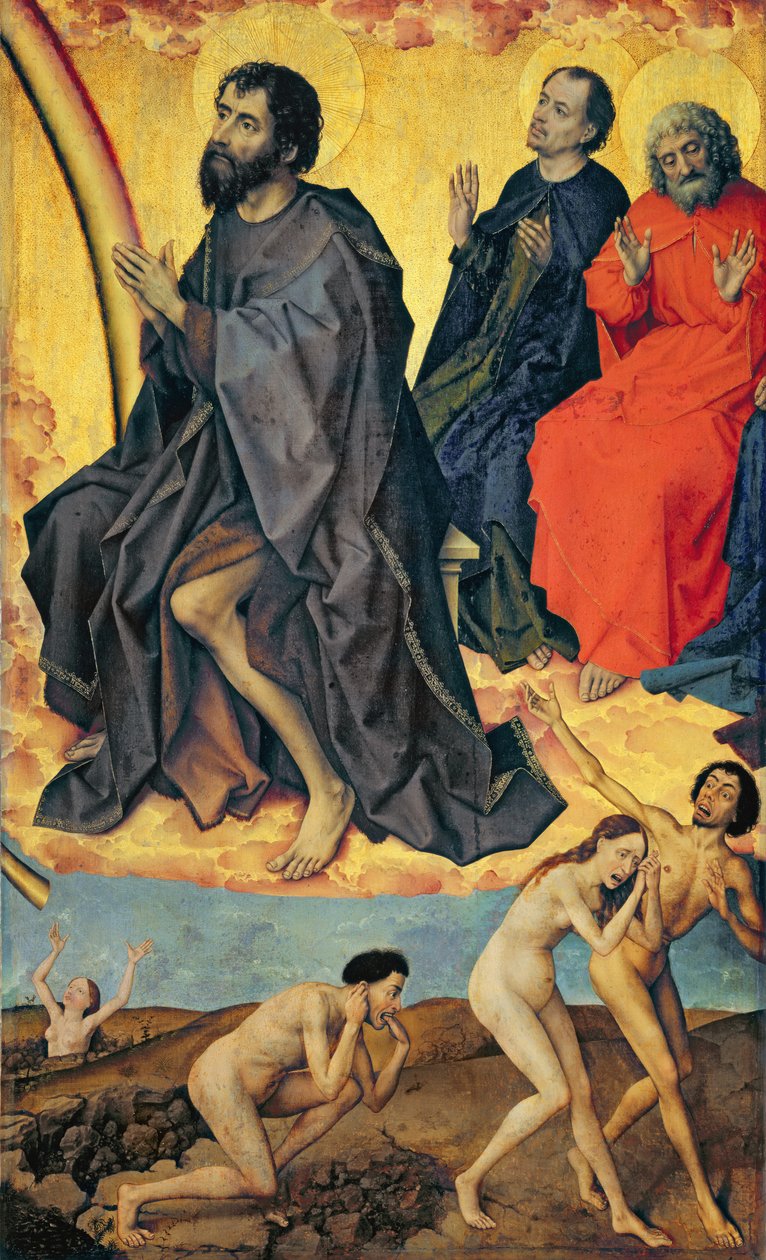 Zatracení na cestě do pekla a nebeské říše svatých, od Posledního soudu, kolem 1445-50 od Rogier van der Weyden