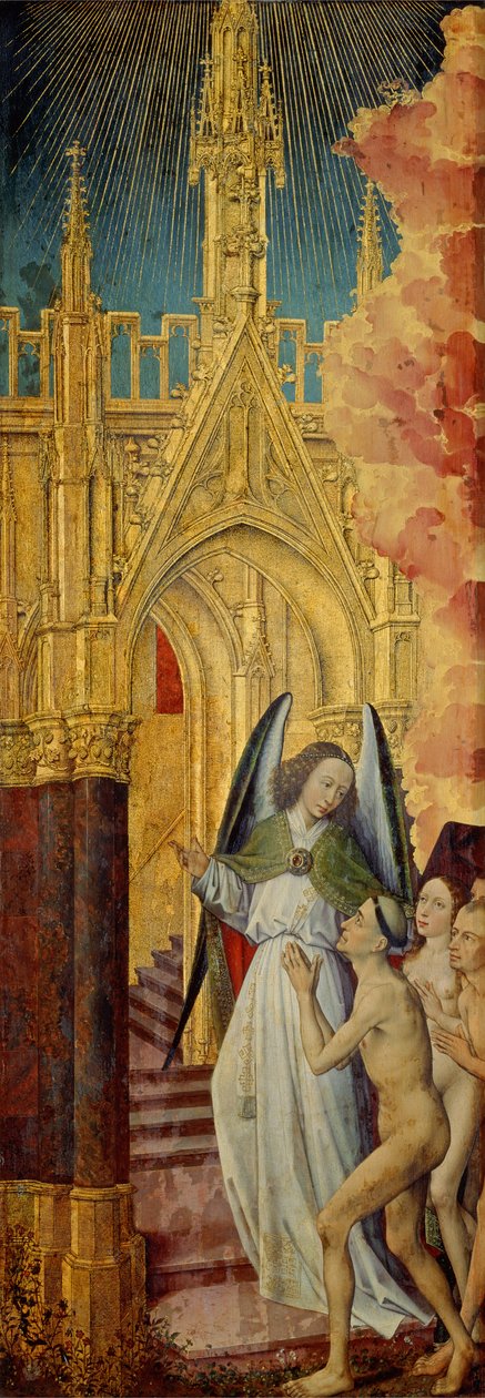 Dobrá bytost vedena do nebe, detail z Posledního soudu, c. 1451 (viz 20546-50 a 21041) od Rogier van der Weyden