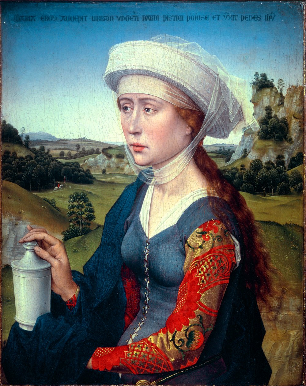 Triptych rodu Braque: Zobrazení svaté Máří Magdaleny (pravý panel triptychu Braque), cca 1450 (olej na dřevě) od Rogier van der Weyden