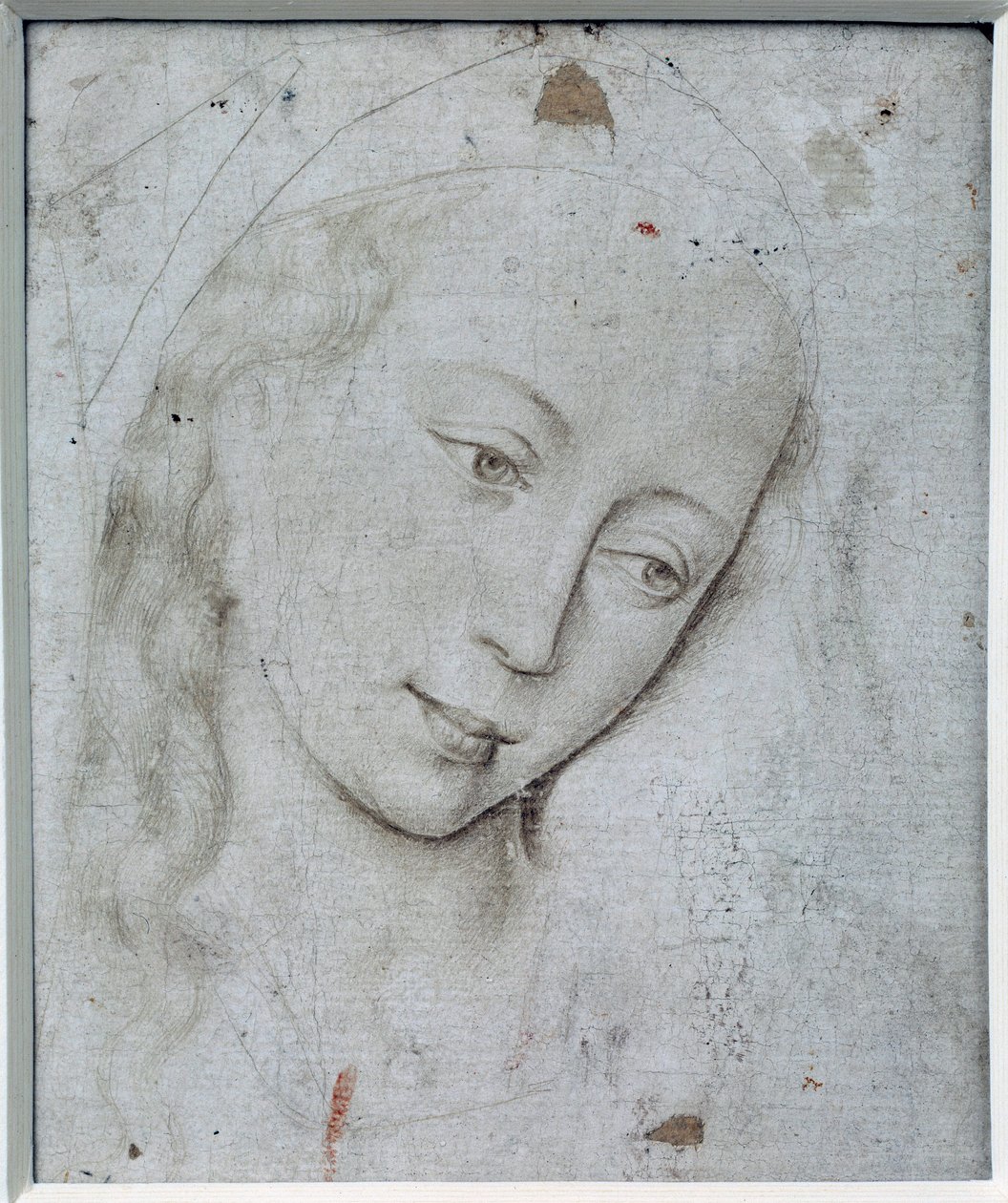 Panenská hlava. Kresba Rogier (Roger) Van Der Weyden (1400-1464) Ec. plamen. od Rogier van der Weyden