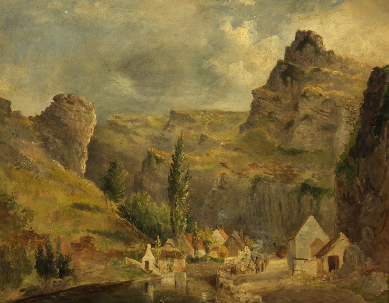 Studie k obrazu Cheddar, asi 1830 (olej na mlýnské lepence) od Rolinda Sharples
