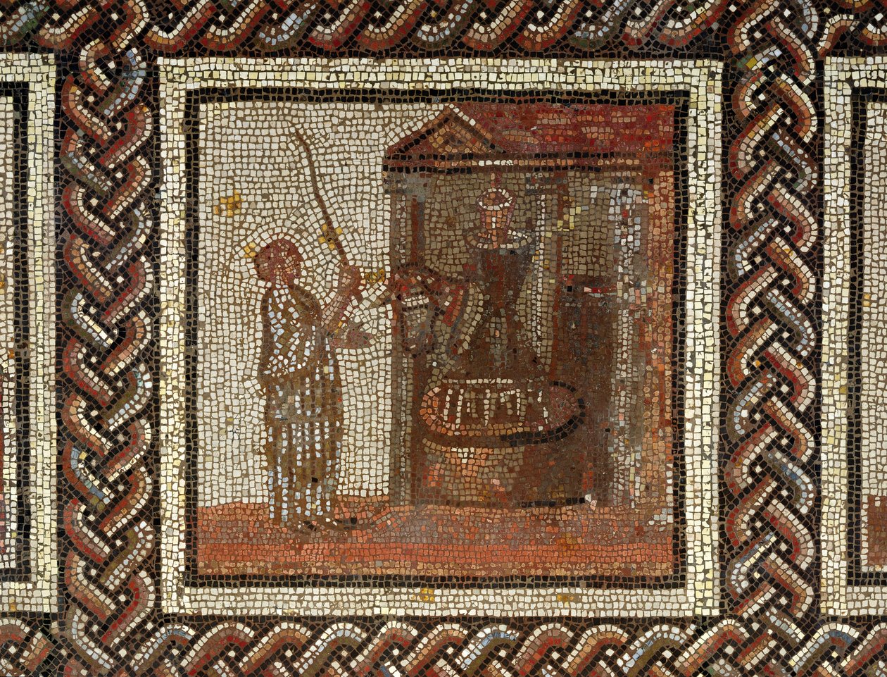 Mlýnský kámen otáčený oslem, Saint-Romain-en-Gal (mozaika) od Roman