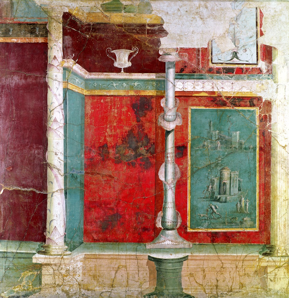 Architektonický detail s krajinou, z Pompejí od Roman