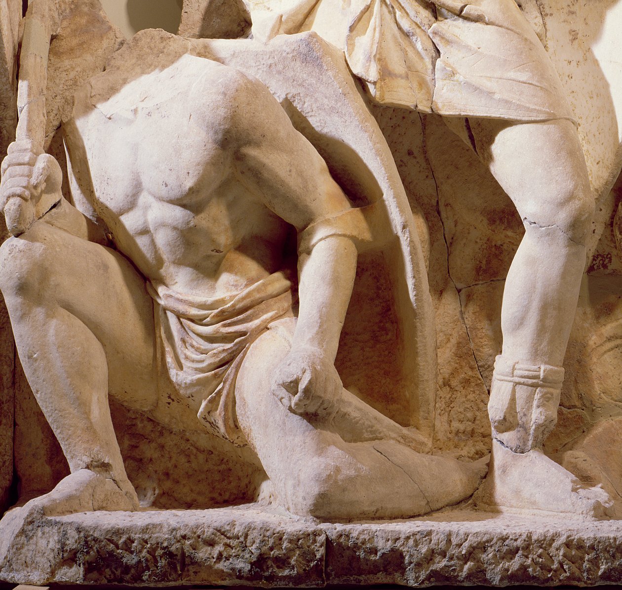 Bitevní scéna, c.169 (mramor) (detail) (viz také 198133) od Roman