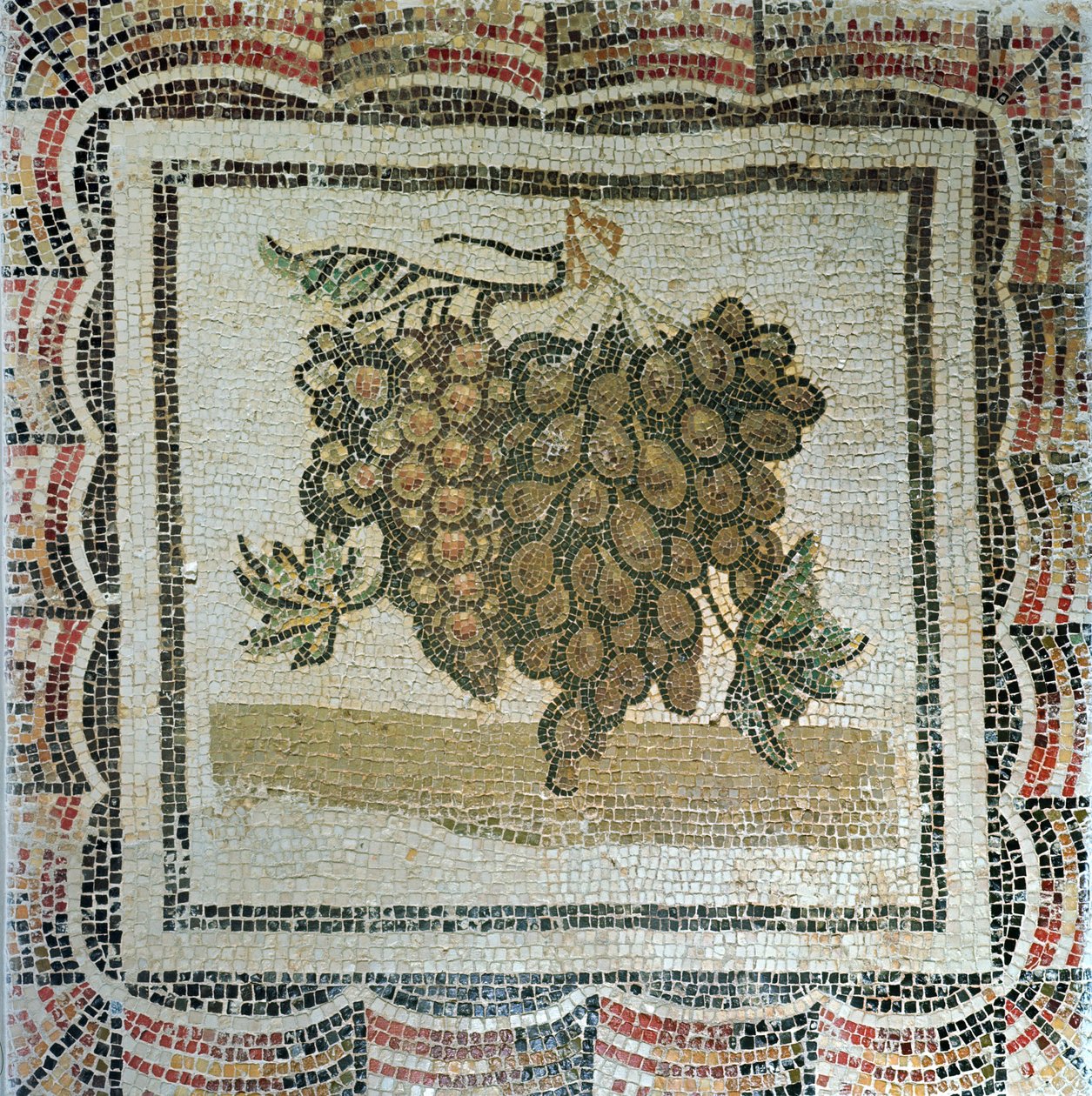 Hrozen bílých hroznů, římská mozaika (mozaika) od Roman