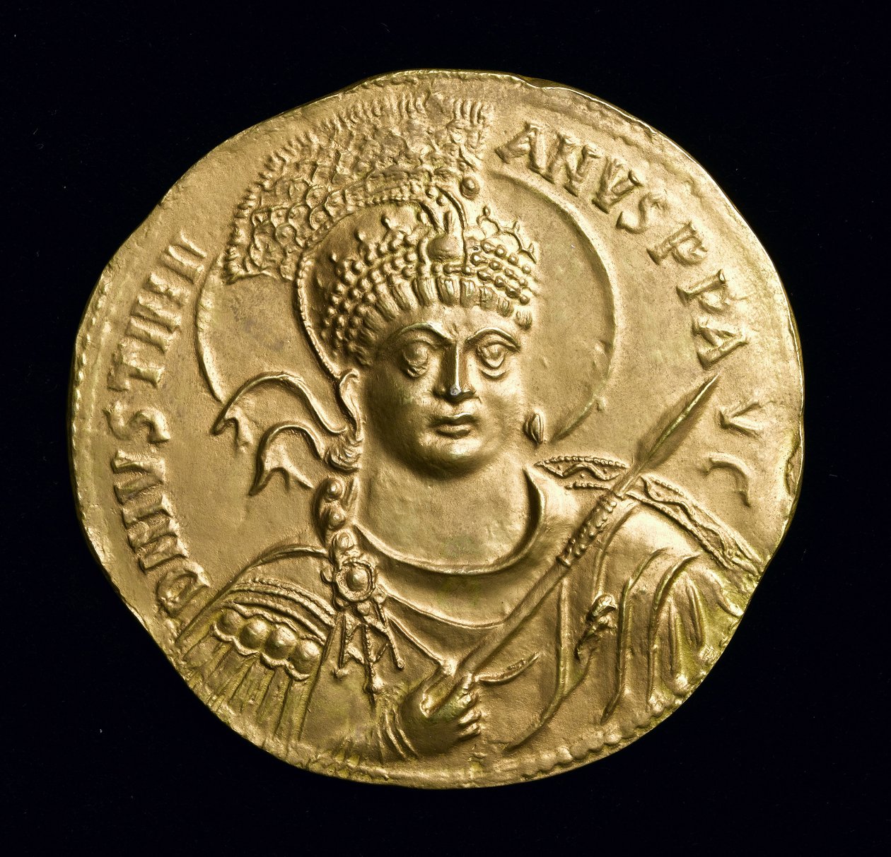 Kopie Velké zlaté medaile Justiniána I. (527-65 n. l.), líc, kolem 534 n. l. (elektrotyp) (viz 257495) od Roman