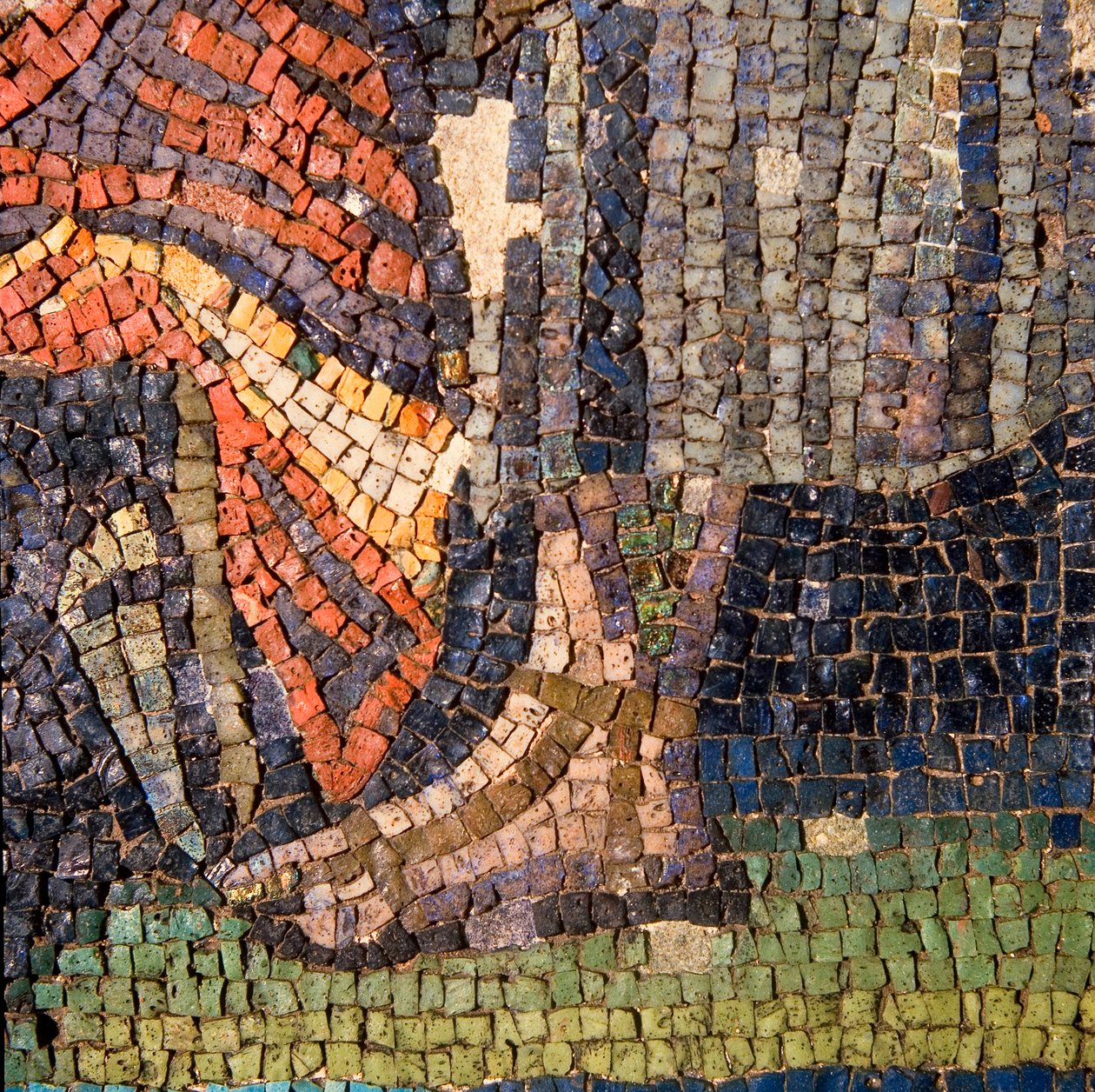 Detail nástěnné mozaiky od Roman