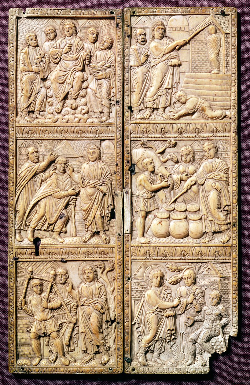 Diptych zobrazující Zázraky Krista, c.450-460 našeho letopočtu od Roman