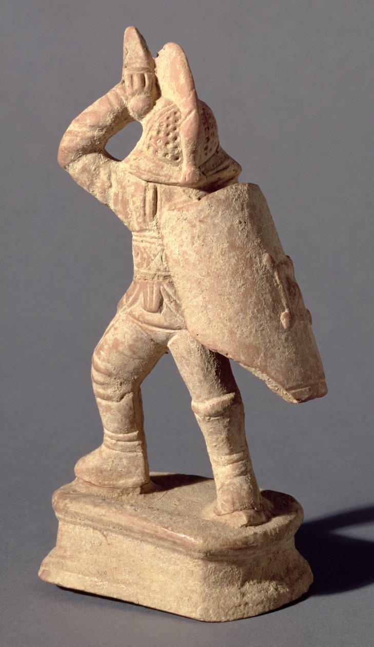 Gladiátor v samnitské zbroji, 1. nebo 2. století n. l. (hlína) od Roman