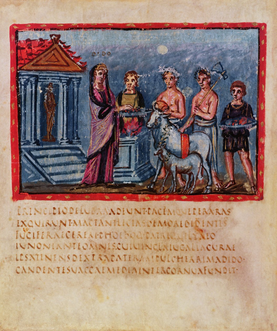 Lat 3225 f.33v Dido přinášející oběť, z The Vergilius Vaticanus od Roman