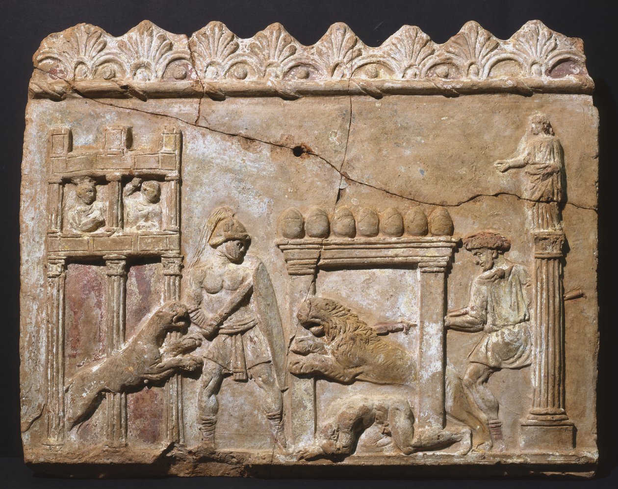 Lvi a gladiátoři v aréně (terakota) od Roman