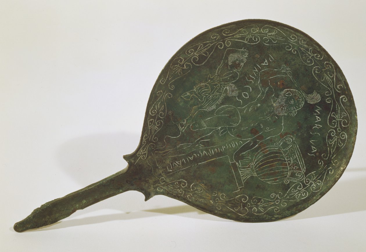 Zrcadlo s podpisem Marsia, Prenestino (bronz) od Roman
