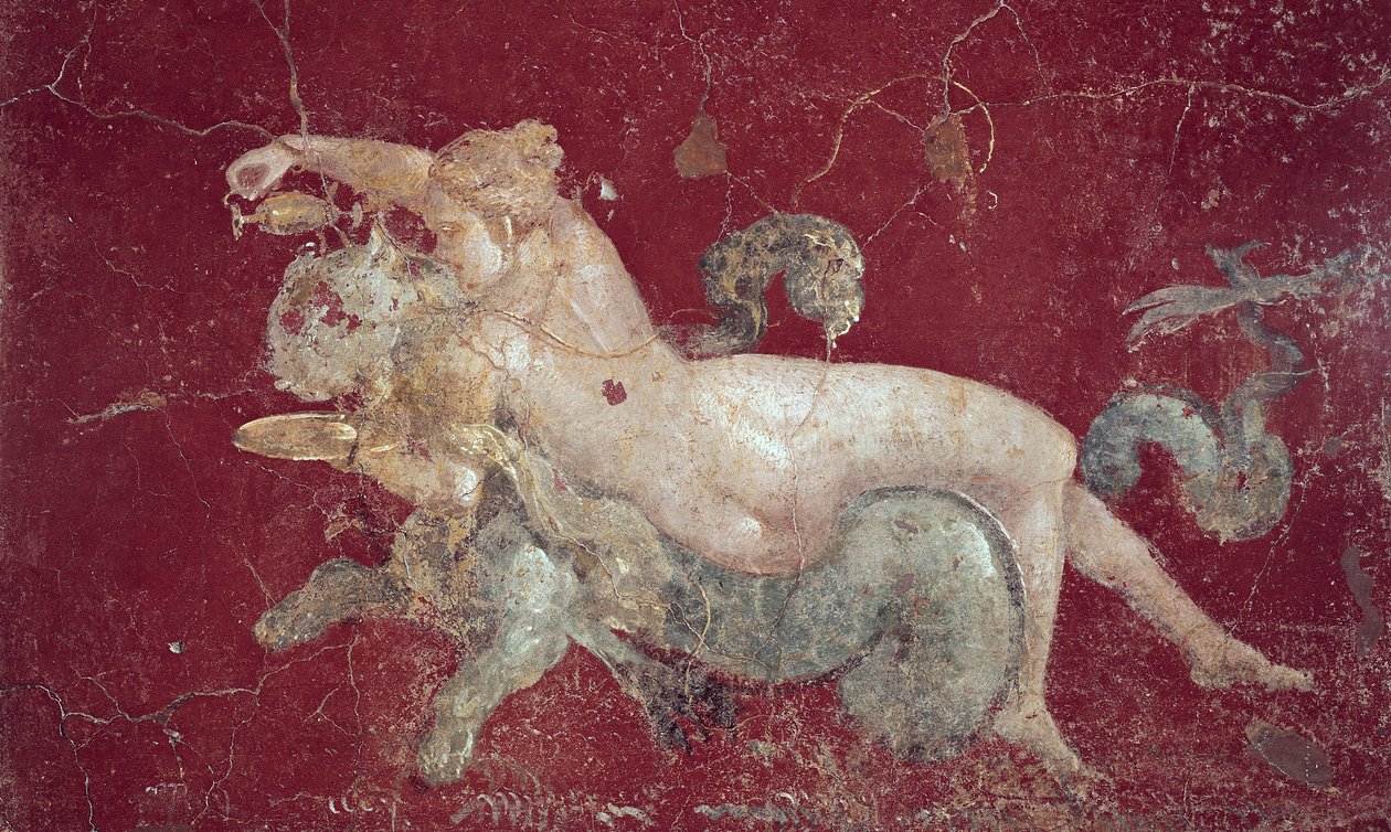 Nereid obkročmo na mořském tygrovi ze Stabiae před rokem 79 našeho letopočtu od Roman