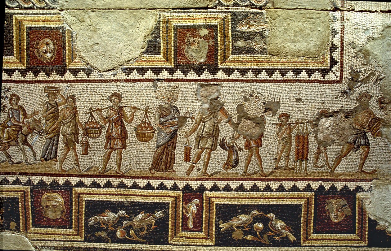 Na cestě na trh, detail mozaikové podlahy, fotografie Tzippori od Roman