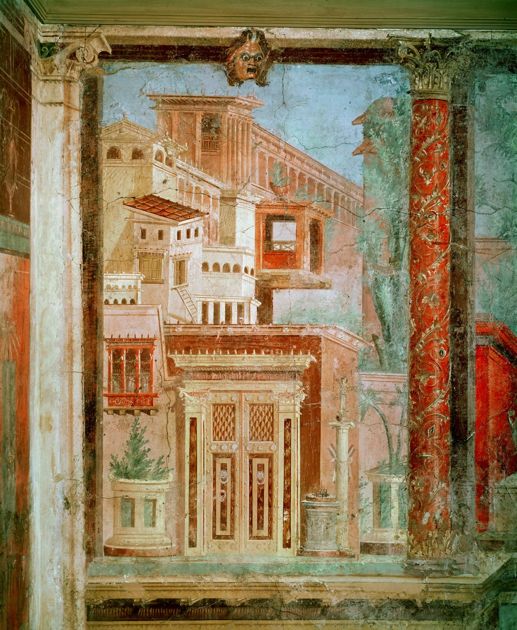 Panel z Cubiculum z ložnice vily P Fannia v Boscoreale, Pompeje, cca 50-40 př.nl (nástěnná malba) od Roman