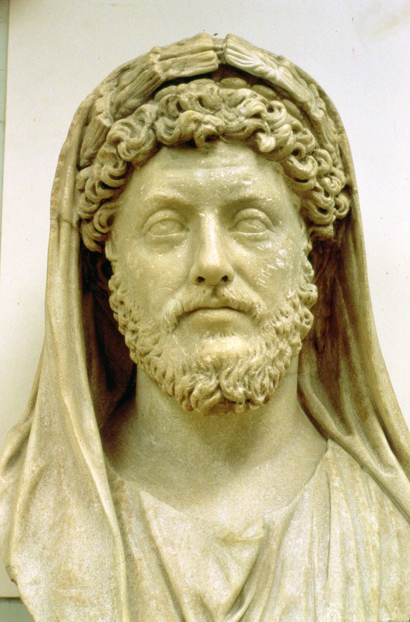Portrétní busta Marca Aurelia (121-80 AD) (mramor) od Roman