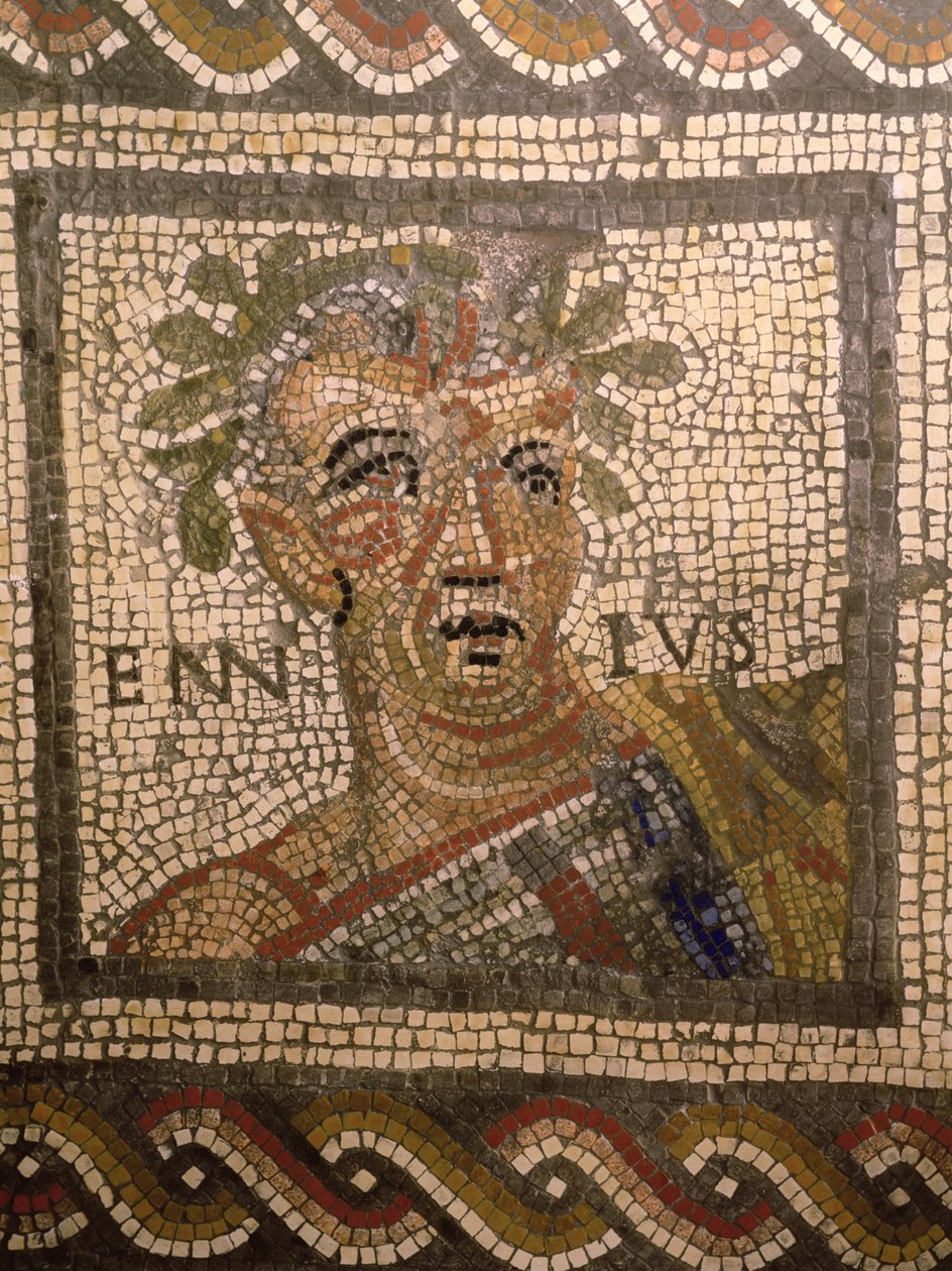 Portrét Quinta Ennia (239-169 př.nl) (mozaika) od Roman