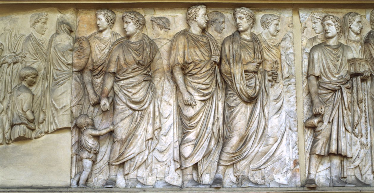 Procesí kněží, severní stěna Ara Pacis (mramor) od Roman