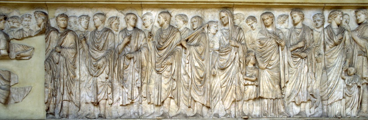Procesí, jižní stěna Ara Pacis (mramor) od Roman