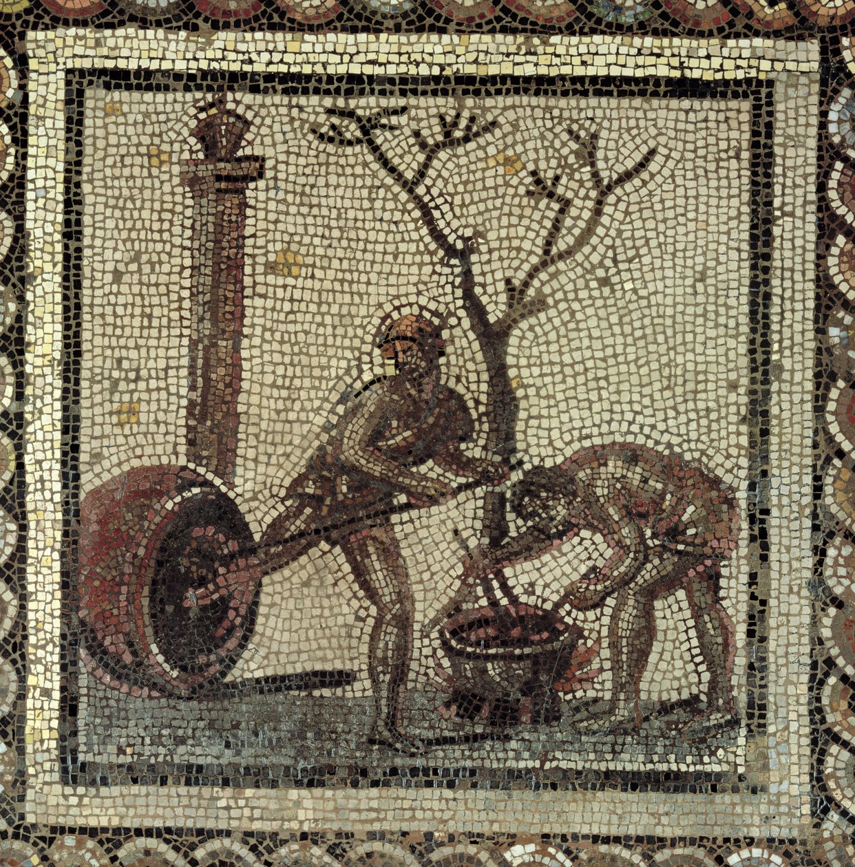 Ochranné sklenice pro skladování vína se smolou, ze Saint-Romain-en-Gal, Rhone-Alpes, Francie (mozaika) od Roman