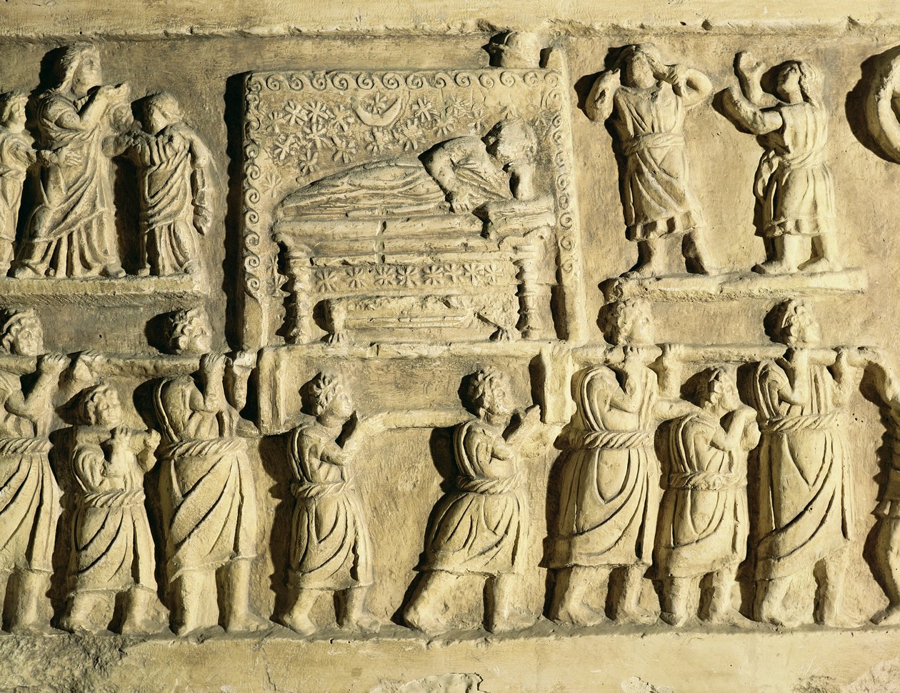 Reliéf zobrazující pohřební scénu od Roman