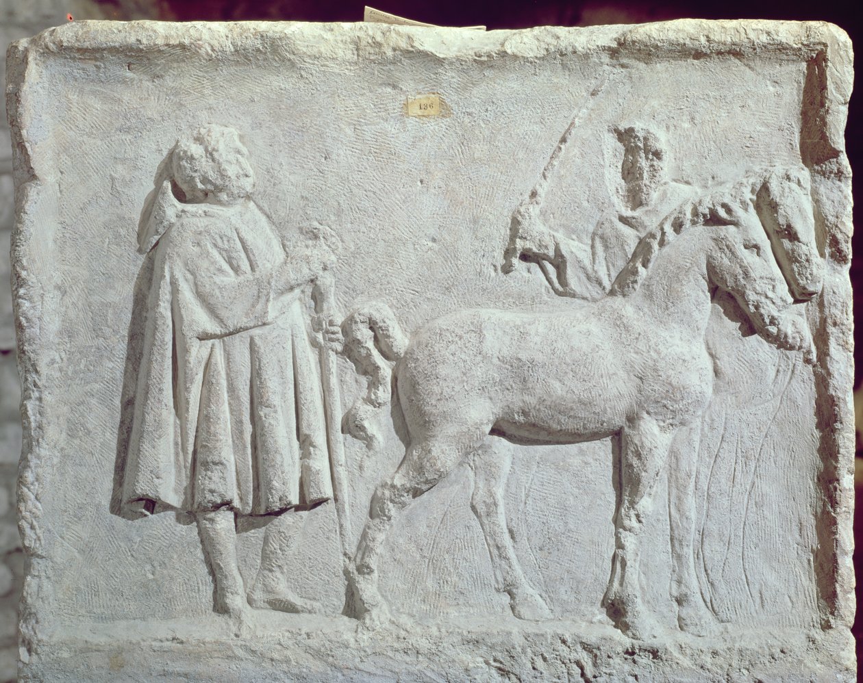 Reliéf zobrazující koňský trh, 2.–3. století našeho letopočtu od Roman