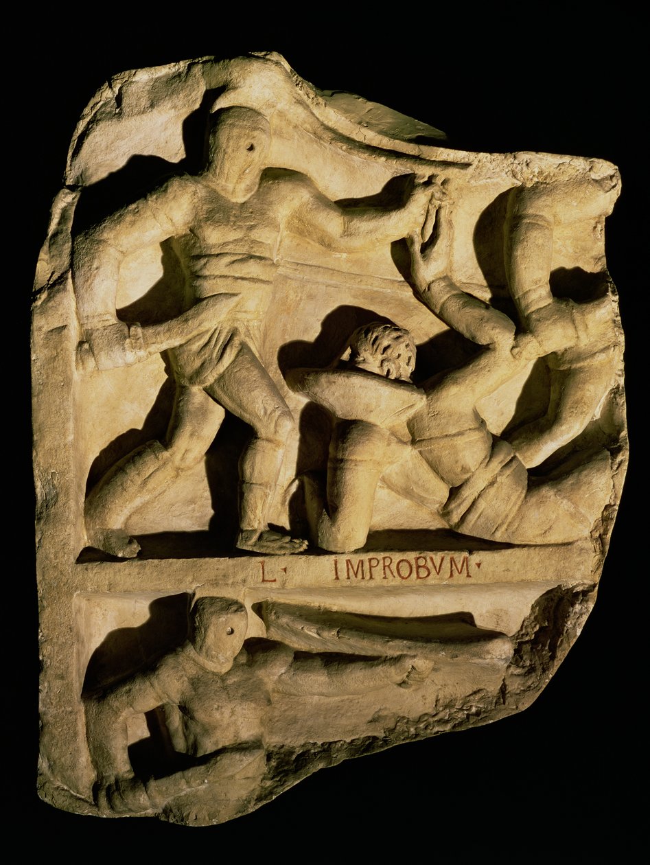 Reliéf zobrazující samnita porážejícího retiaria od Roman