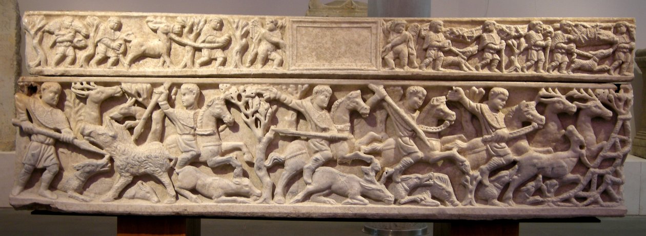 Sarkofág zobrazující lov (mramor) od Roman