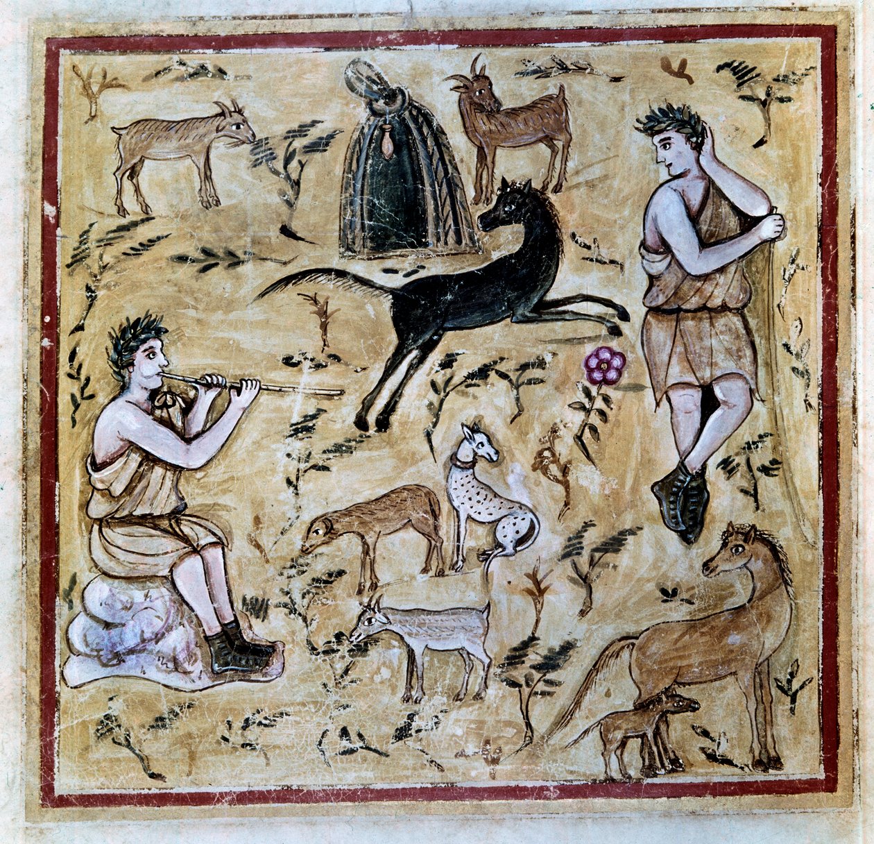 Pastýři se svými stády, ilustrace z Codexu Vergilius Romanus od Roman