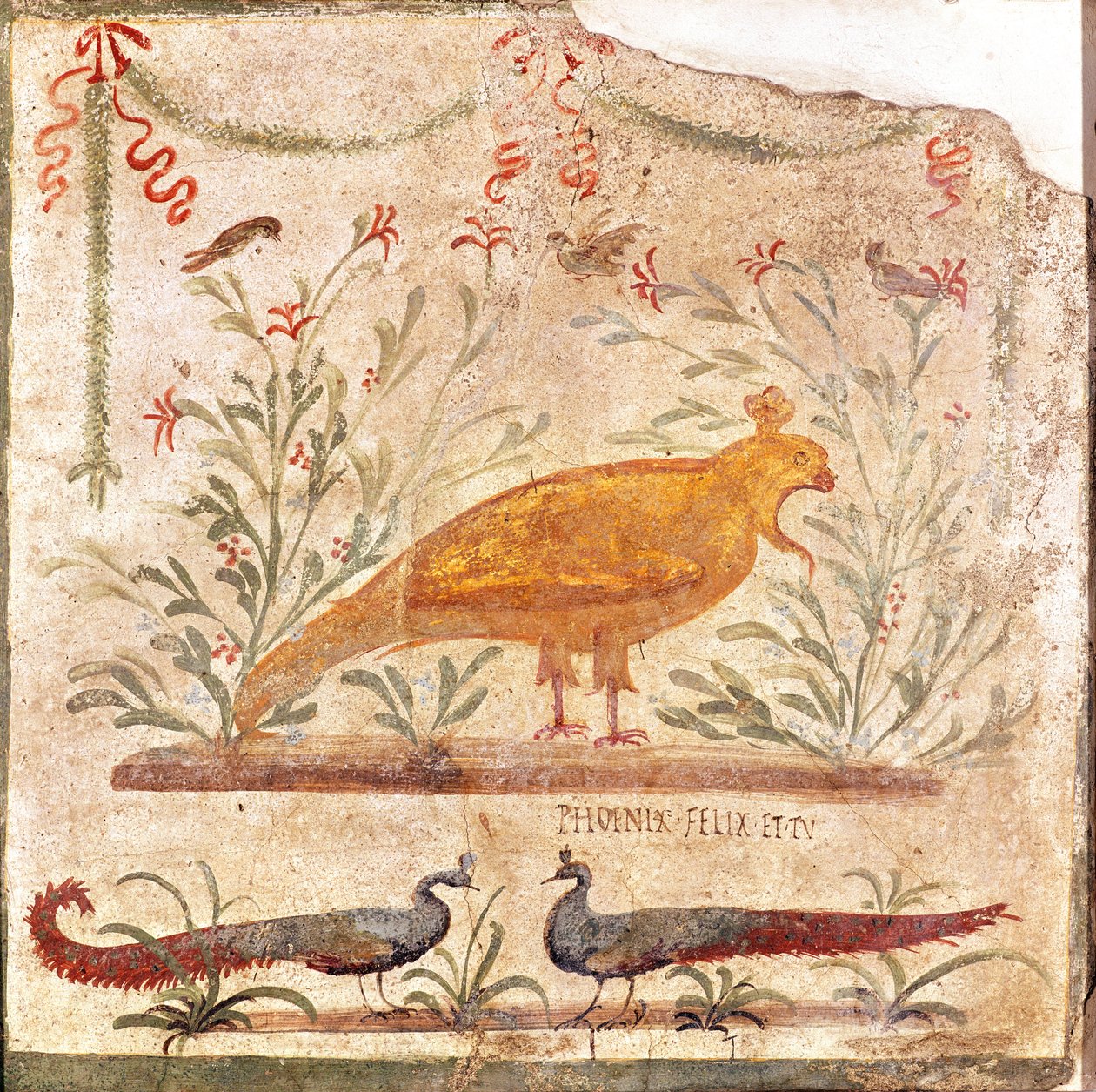 Znak pro thermopolium (taverna) s vyobrazením Fénixe a nápisem „Phoenix Felix et Tu“, 1. století př. n. l.- AD 79 od Roman