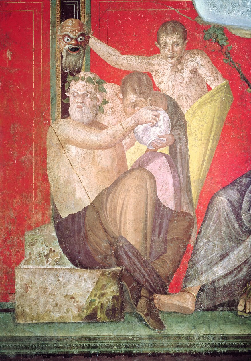 Silenus and the Young Satyr, East Wall, Oecus 5, 60-50 př.nl (podrobnosti viz 57188) od Roman