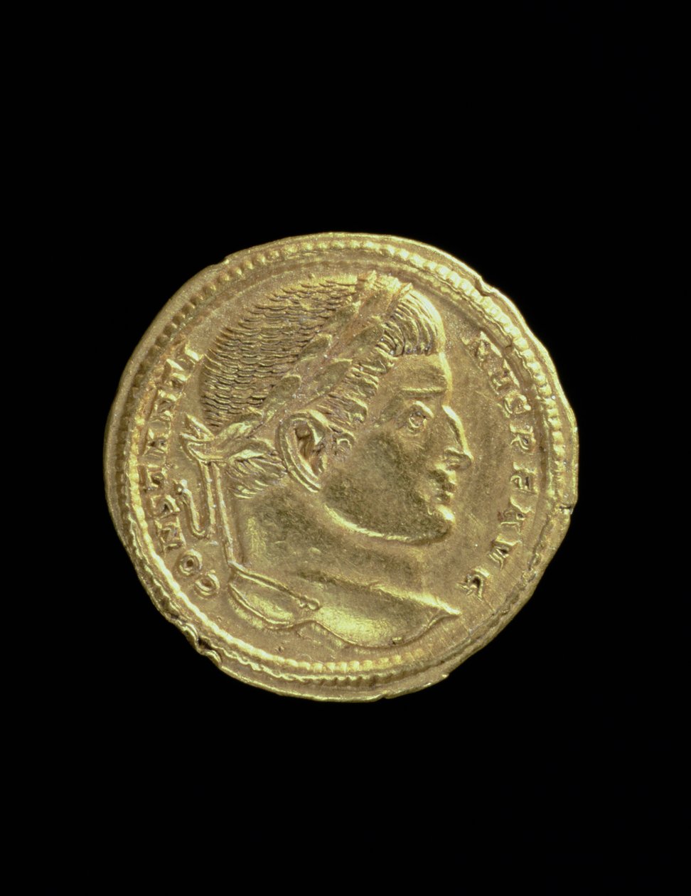 Solidus (avers) Konstantina I. Velikého (306-337 n. l.) s holým poprsím as vavřínovým věncem. Nápis: CONSTANTINVS P F AVG (reverzní viz 119151) od Roman