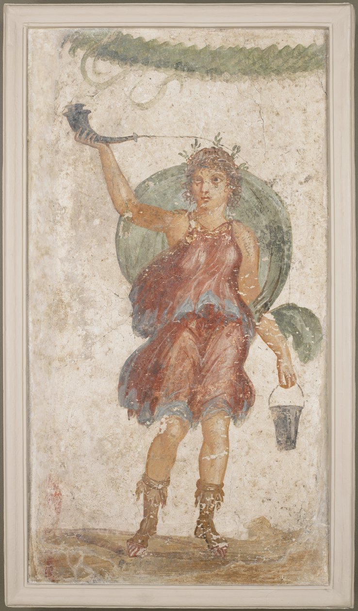 Stojící božstvo držící roh a vědro z Pompejí od Roman