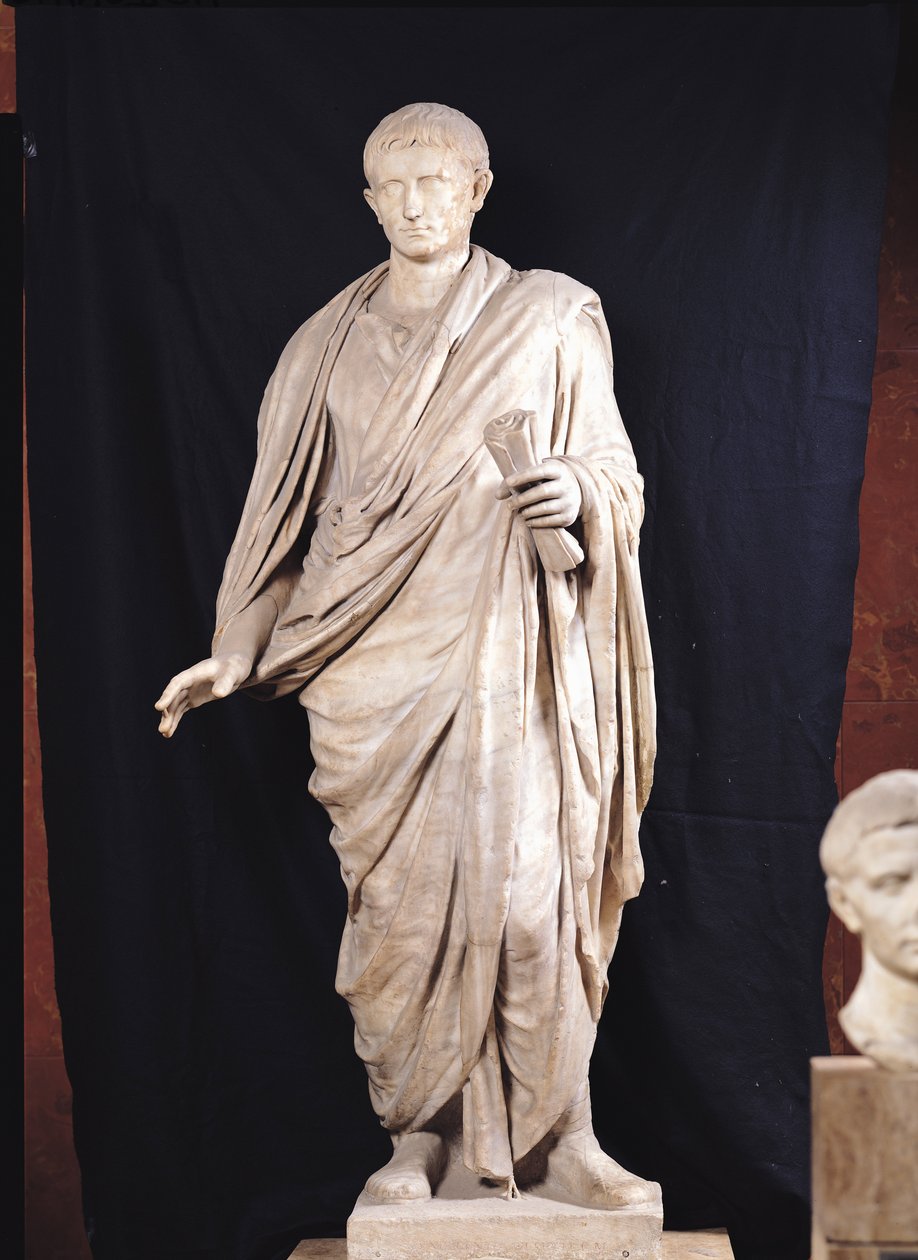 Socha Caesara Augusta (63 př. nl-14 n. l.) z Velletri, 1. až 2. století n. l. (mramor) od Roman