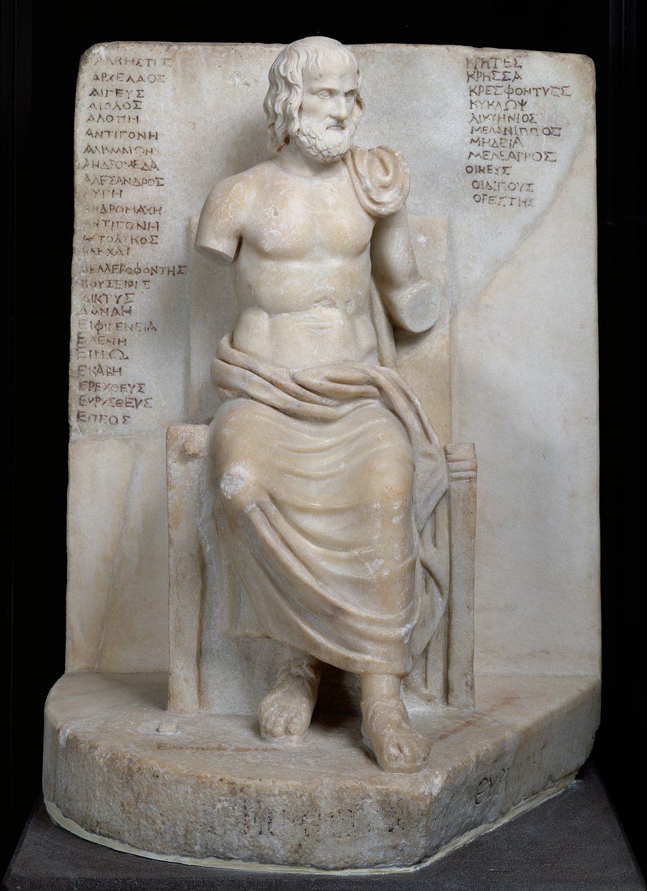Socha Euripida (asi 484–06 př. n. l.) (mramor) od Roman