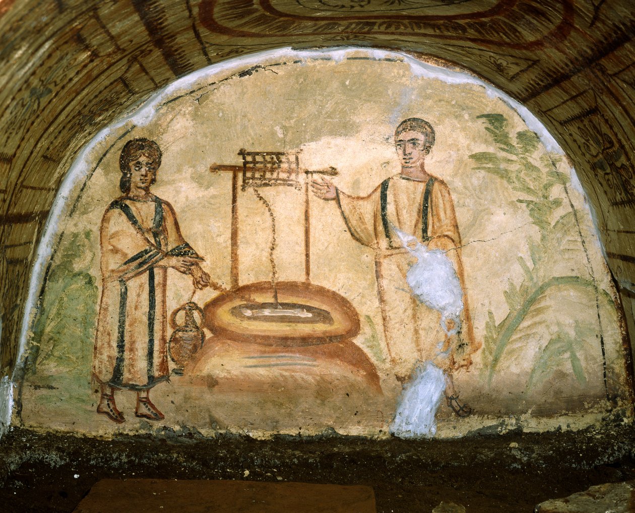 Samaritánská žena u studny, katakomby Via Latina, Řím od Roman