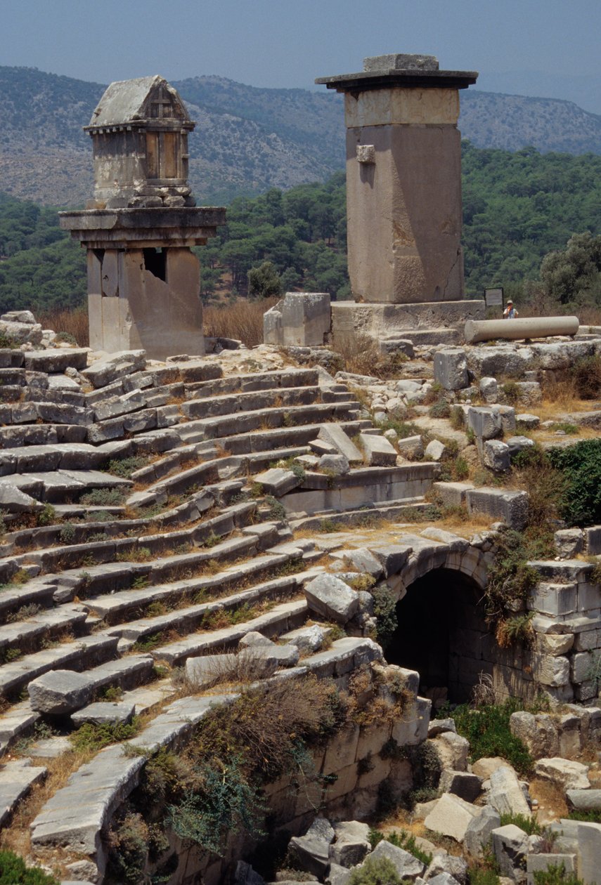 Pohled na amfiteátr v Xanthos, starověká Lycia od Roman