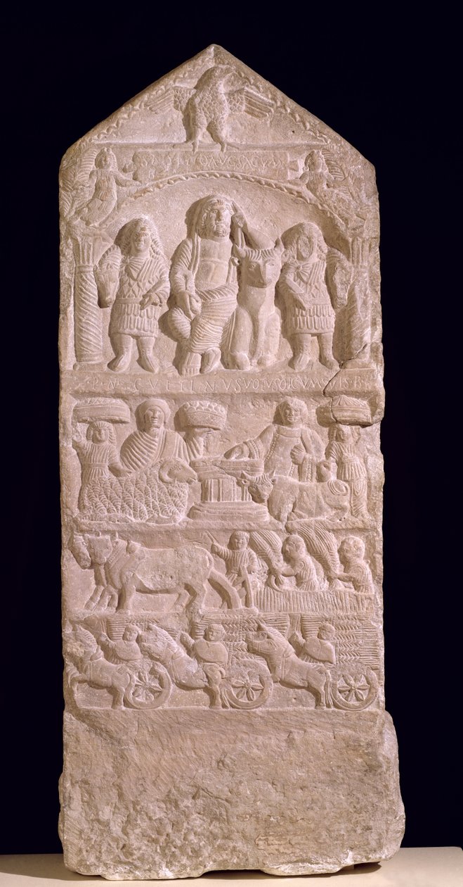 Votivní stéla zasvěcená Saturnu, Boglio Stela, 3.-4. století (vápenec) od Roman