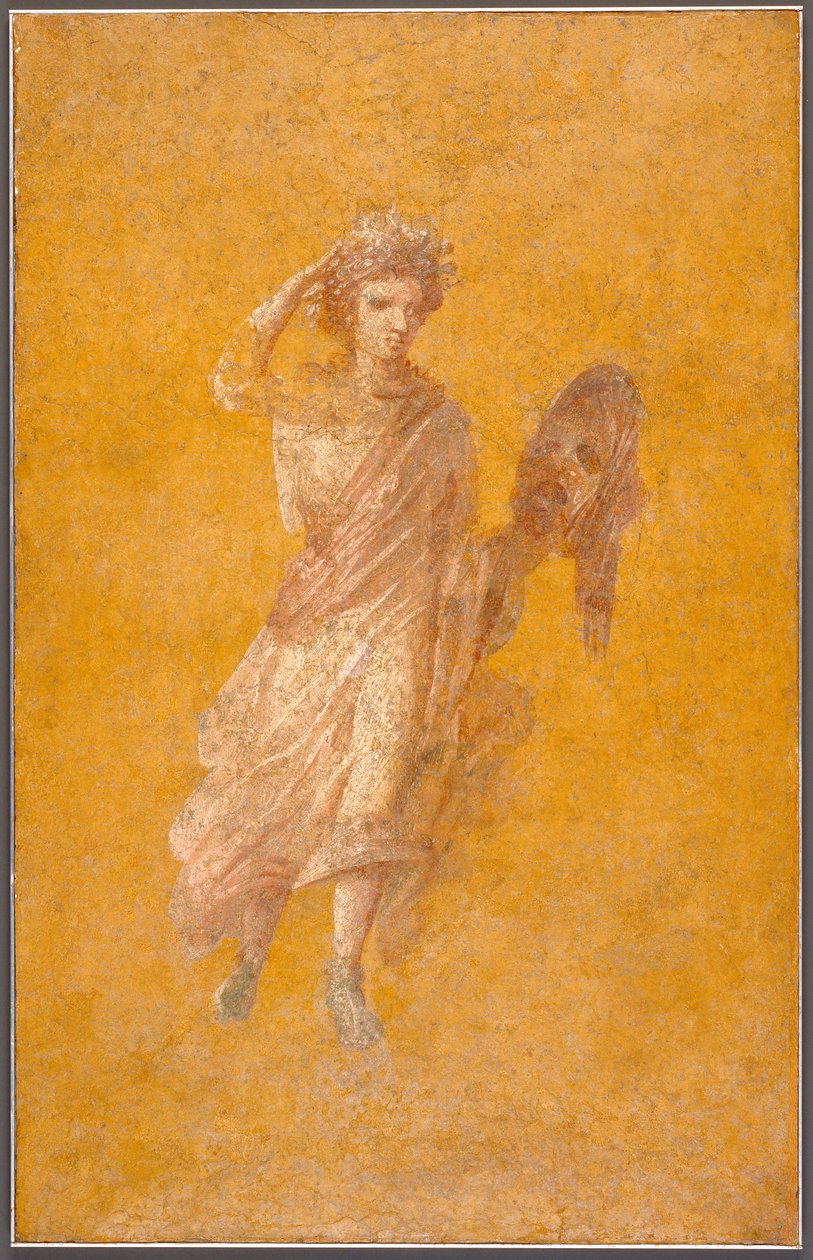 Fragment zdi múzy, 1-75 nl (omítka a pigment) od Roman
