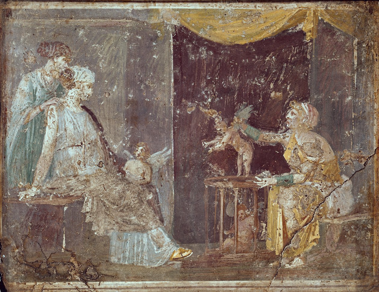 Žena prodávající Cupids, ze Stabiae, 1. století př. nl-79 našeho letopočtu od Roman